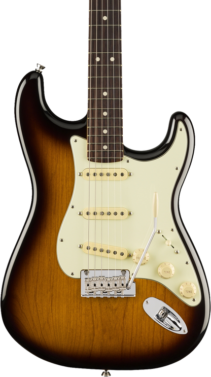 Front of Fender American Professional II Stratocaster RW Anniversary 2-Color Sunburst.