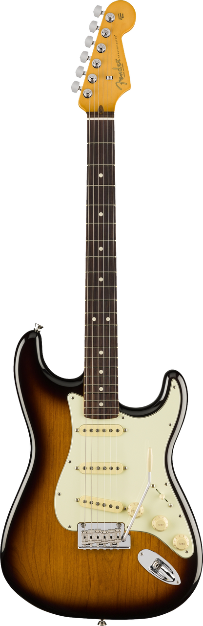 Full frontal of Fender American Professional II Stratocaster RW Anniversary 2-Color Sunburst.
