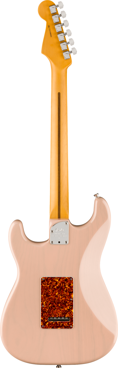 Back of Fender American Professional II Stratocaster Thinline RW Transparent Shell Pink.