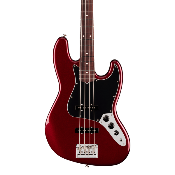 Front of Fender American Professional Jazz Bass Rosewood Oxblood.