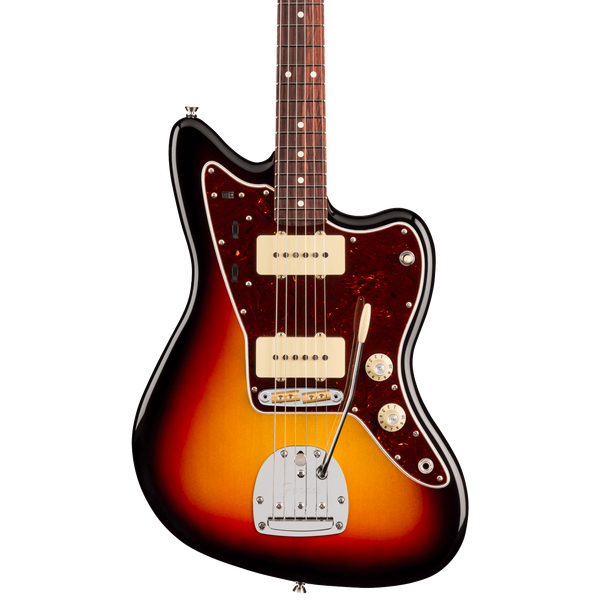 Front of Fender American Professional Jazzmaster Rosewood 3-Color Sunburst.