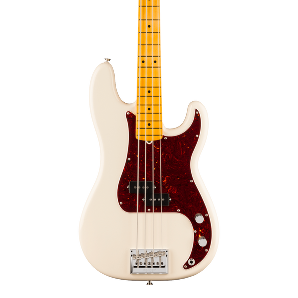 Front of Fender American Professional Precision Bass Maple Olympic White.