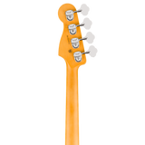 Back of headstock of Fender American Professional Precision Bass Rosewood Olympic White.