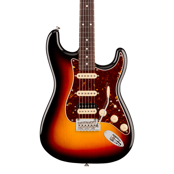 Front of Fender American Professional Stratocaster HSS Rosewood 3-Color Sunburst.