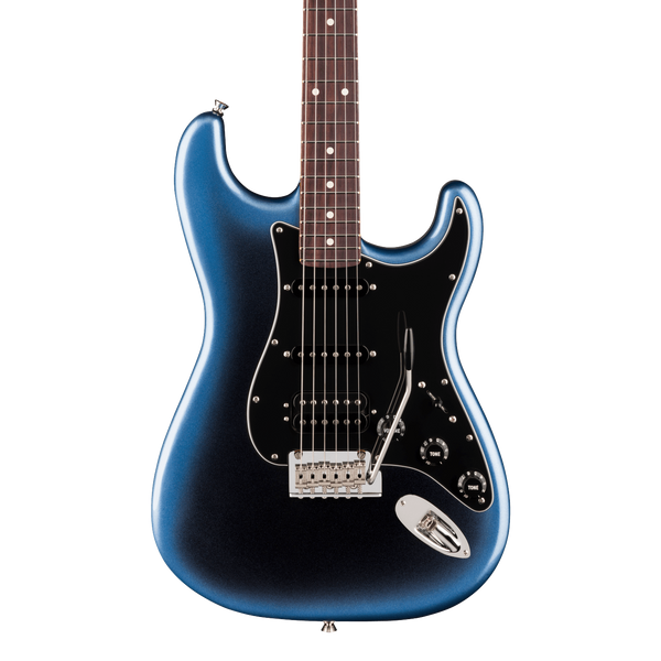Front of Fender American Professional Stratocaster HSS Rosewood Dark Night.