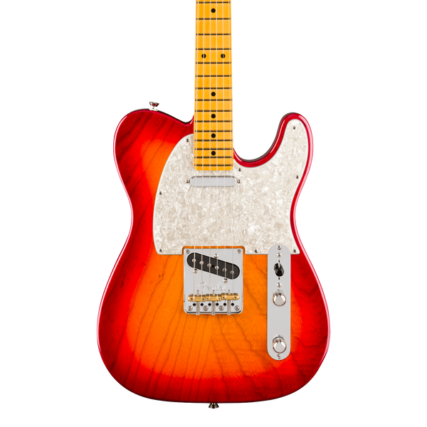 Front of Fender American Professional Telecaster Maple Aged Cherry Burst.