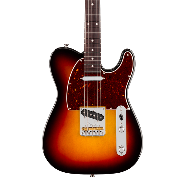 Front of Fender American Professional Telecaster Rosewood 3-Color Sunburst.