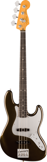 Full frontal of Fender American Ultra II Jazz Bass Texas Tea Ebony.