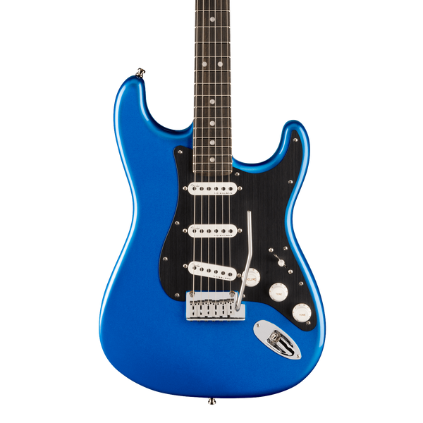 Front of Fender American Ultra II Stratocaster Noble Blue Ebony.