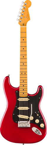 Full frontal of Fender American Ultra II Stratocaster Sinister Red Maple.