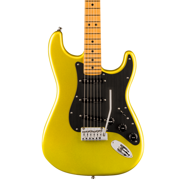 Front of Fender American Ultra II Stratocaster Solar Flare Maple.