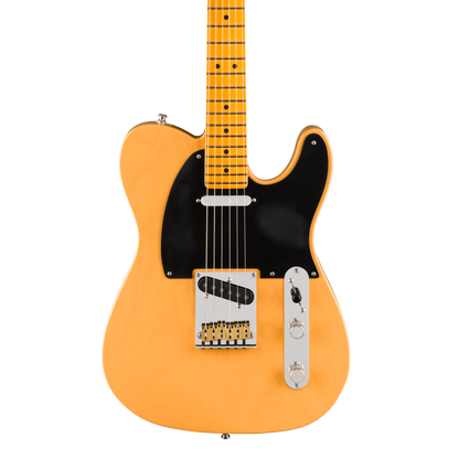 Front of Fender American Ultra Luxe '50s Telecaster Maple Butterscotch Blonde.