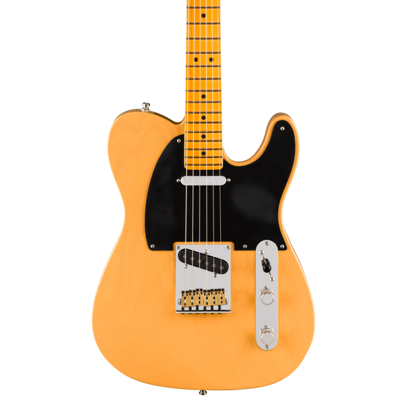 Front of Fender American Ultra Luxe '50s Telecaster Maple Butterscotch Blonde.