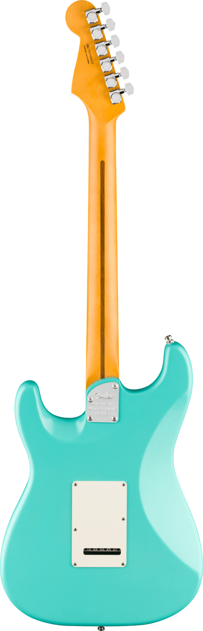 Back of Fender American Ultra Luxe '60s Stratocaster HSS Rosewood Sea Foam Green.