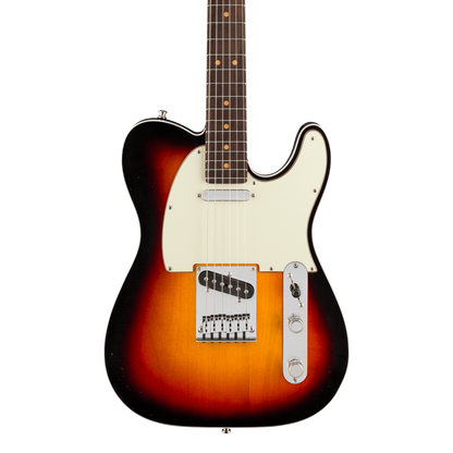 Front of Fender American Ultra Luxe '60s Telecaster Custom Rosewood 3-Color Sunburst.