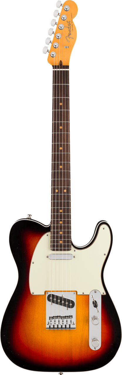 Full frontal of Fender American Ultra Luxe '60s Telecaster Custom Rosewood 3-Color Sunburst.