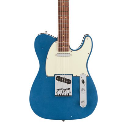 Front of Fender American Ultra Luxe '60s Telecaster Custom Rosewood Lake Placid Blue.