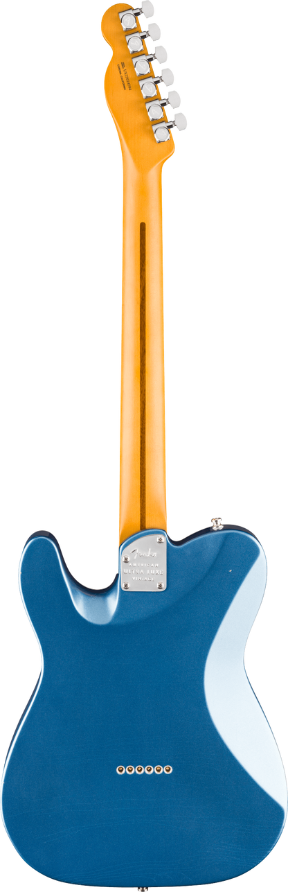 Back of Fender American Ultra Luxe '60s Telecaster Custom Rosewood Lake Placid Blue.