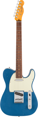 Full frontal of Fender American Ultra Luxe '60s Telecaster Custom Rosewood Lake Placid Blue.