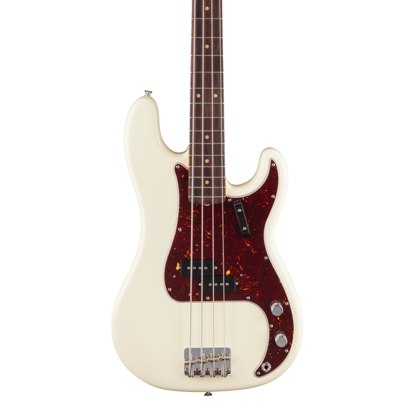 Front of Fender American Vintage II 1960 Precision Bass RW Olympic White.