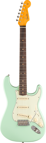 Full frontal of Fender American Vintage II 1961 Stratocaster Rosewood Surf Green.