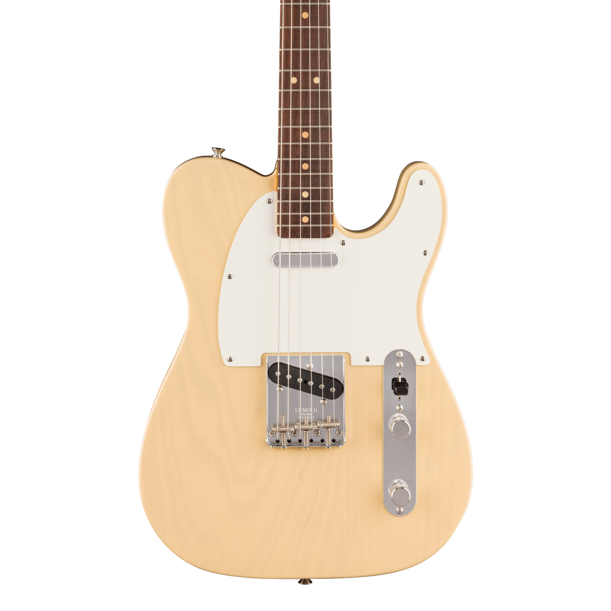 Front of Fender American Vintage II 1963 Telecaster Rosewood Vintage Blonde.