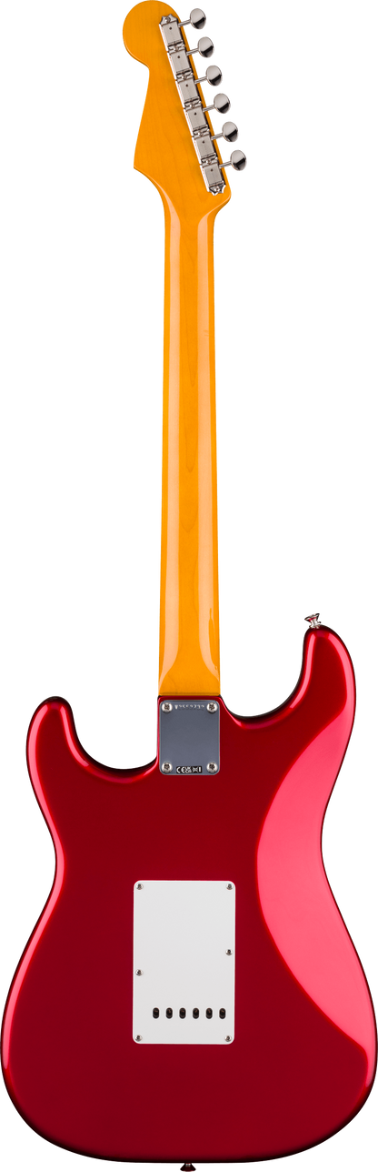 Back of Fender American Vintage II 1965 Stratocaster Round-Lam RW Candy Apple Red.