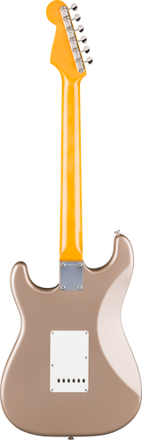 Back of Fender American Vintage II 1965 Stratocaster Round-Lam RW Shoreline Gold.