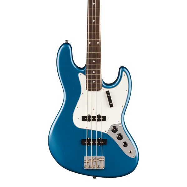Front of Fender American Vintage II 1966 Jazz Bass Rosewood Lake Placid Blue.