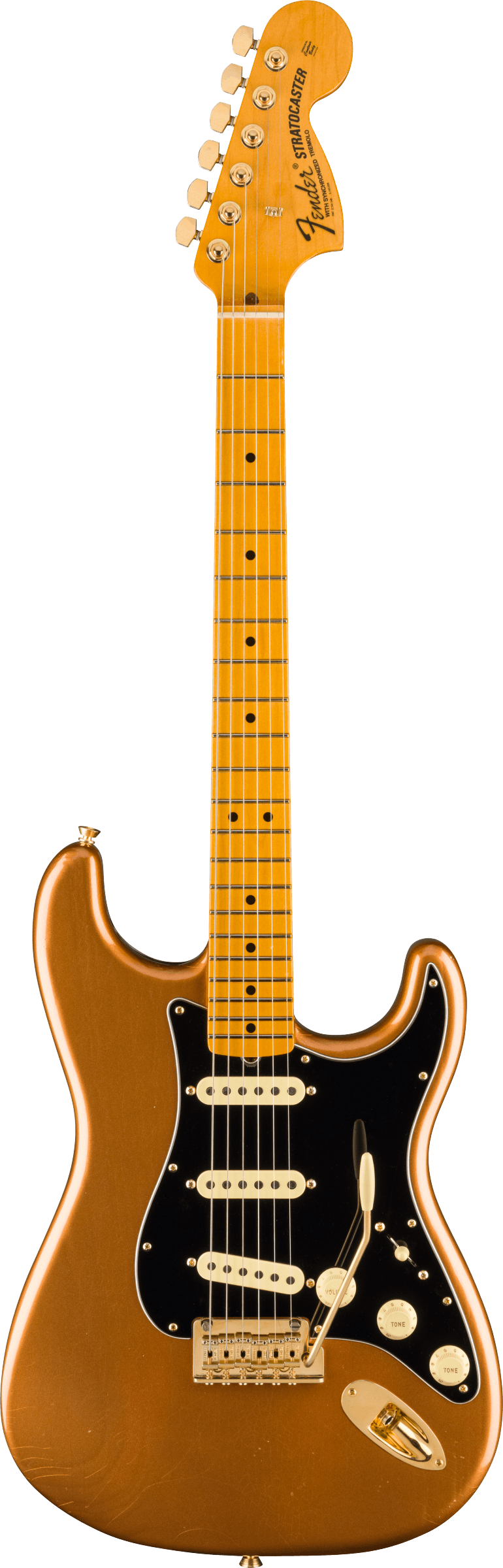 Full frontal of Fender Bruno Mars Stratocaster MP Mars Mocha.