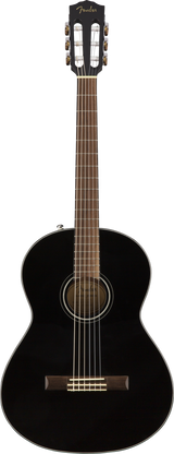 Full frontal of Fender CN-60S Nylon, Walnut Fingerboard, Black.