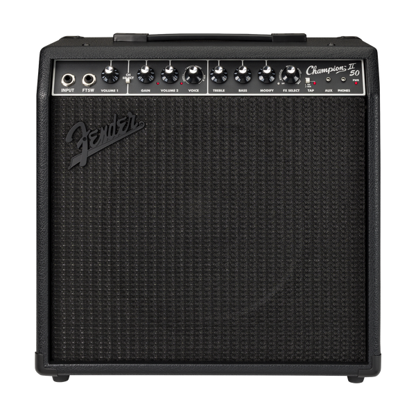 Front of Fender Champion II 50 Blackout.