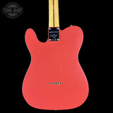 Back of Fender Custom Shop 1950s Thinline Telecaster Journeyman Relic Aged Fiesta Red R143267.