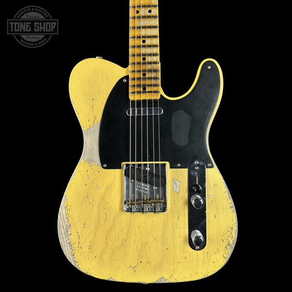 Front of Fender Custom Shop 1951 Nocaster Super Heavy Relic Super Faded Aged Nocaster Blonde.