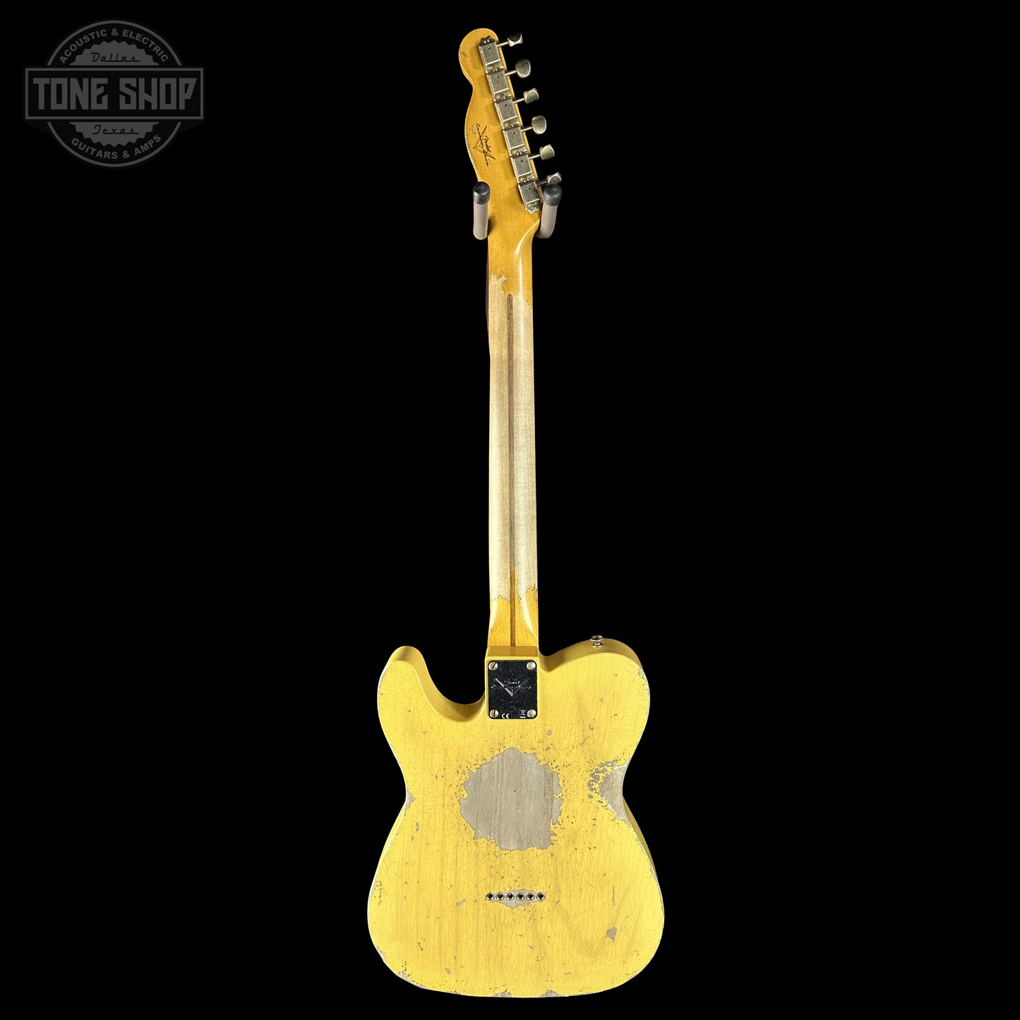 Back of Fender Custom Shop 1951 Nocaster Super Heavy Relic Super Faded Aged Nocaster Blonde.