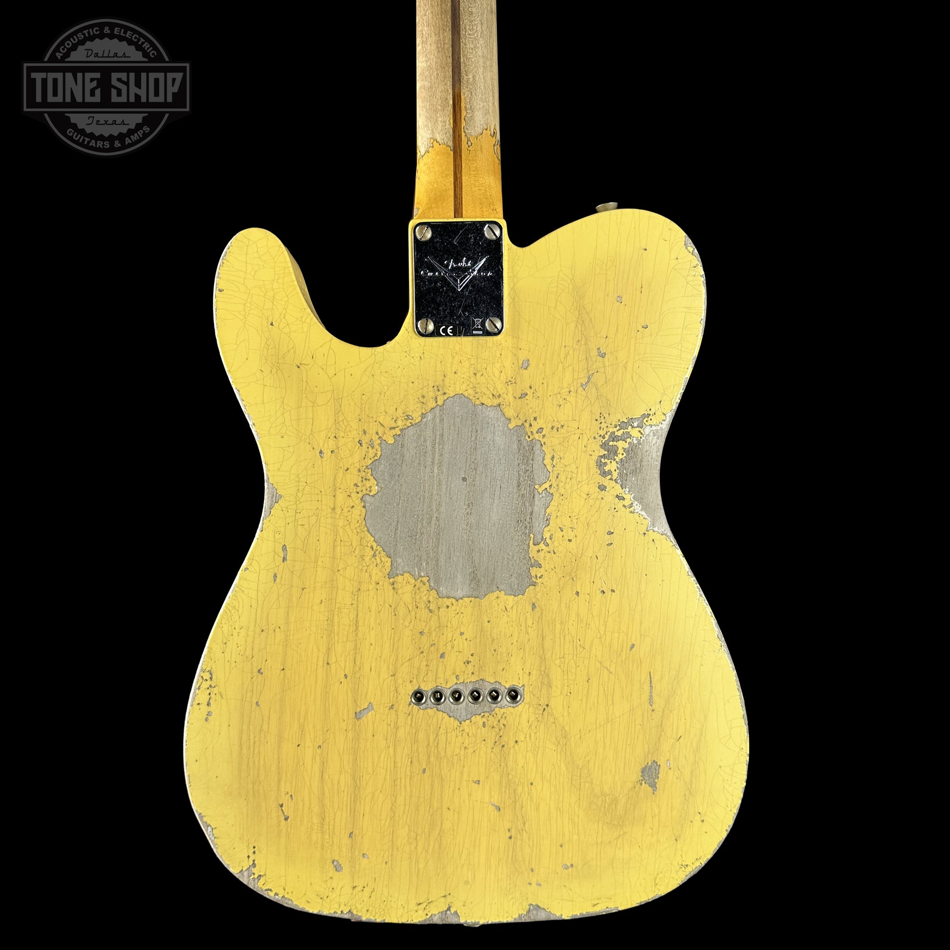 Back of Fender Custom Shop 1951 Nocaster Super Heavy Relic Super Faded Aged Nocaster Blonde.