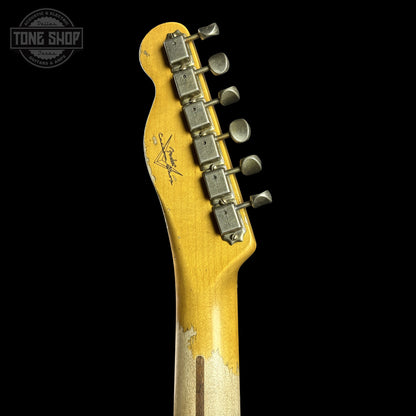 Back of Fender Custom Shop 1951 Nocaster Super Heavy Relic Super Faded Aged Nocaster Blonde headstock.