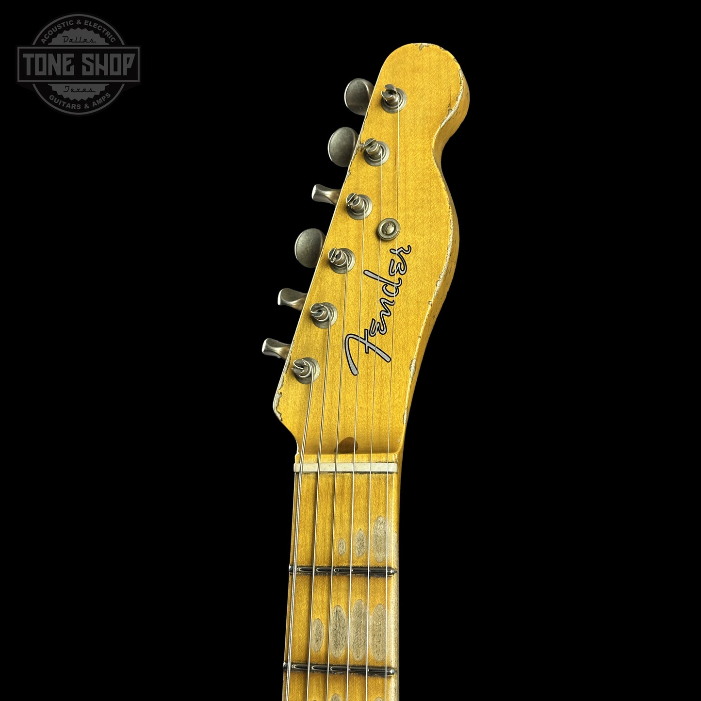 Headstock of Fender Custom Shop 1951 Nocaster Super Heavy Relic Super Faded Aged Nocaster Blonde.