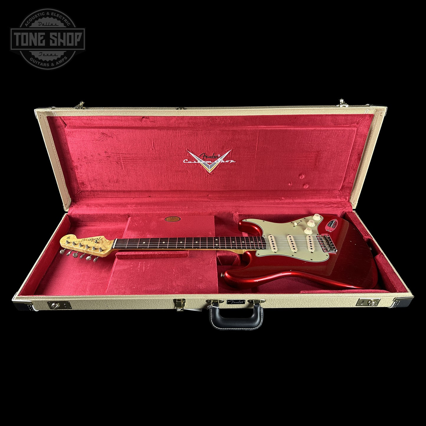 Fender Custom Shop 1963 Stratocaster Journeyman Relic Candy Apple Red AAA Maple Neck in case.