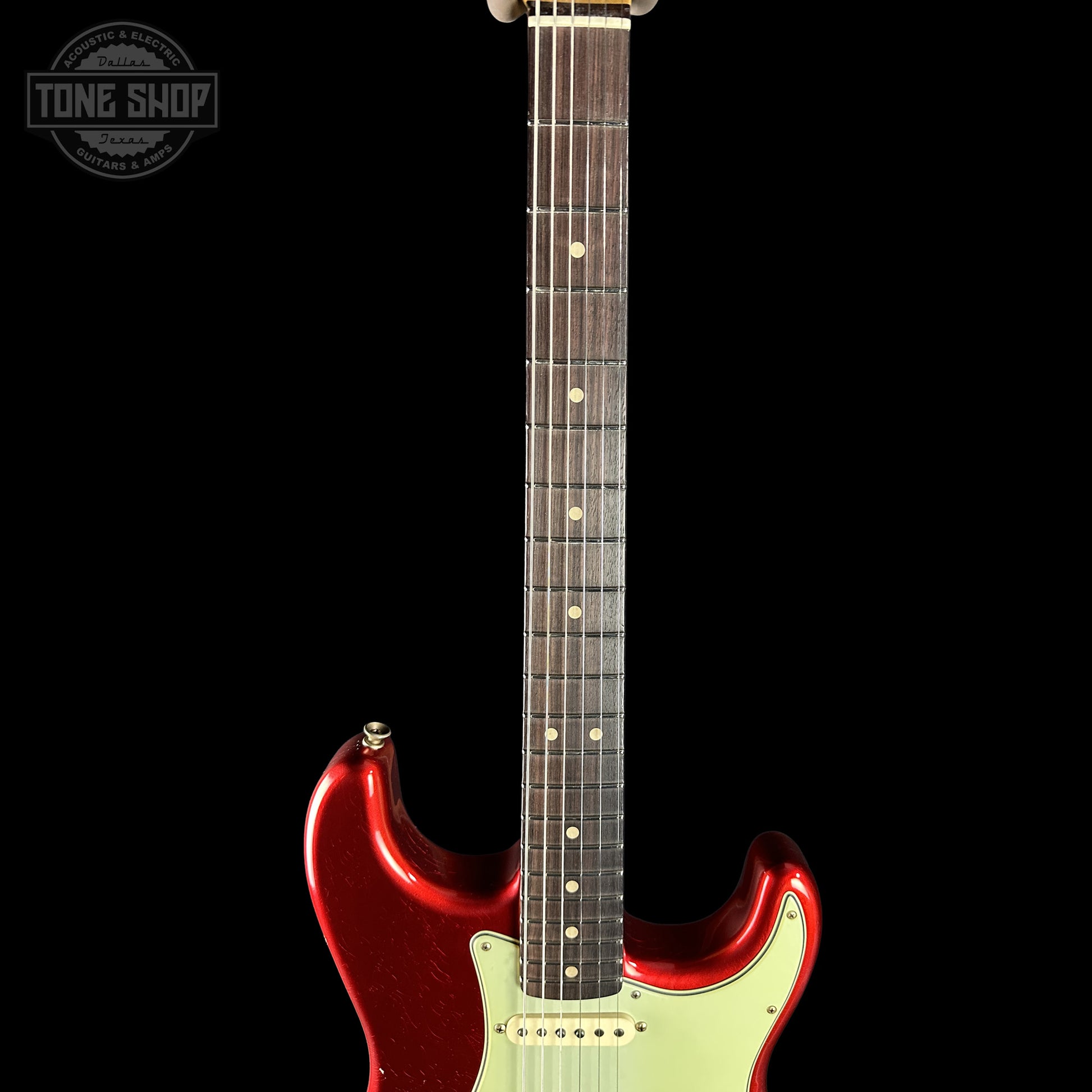Neck of Fender Custom Shop 1963 Stratocaster Journeyman Relic Candy Apple Red AAA Maple Neck.