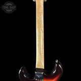 Back of Fender Custom Shop 1963 Stratocaster Journeyman Relic Chocolate 3 Tone Sunburst AAA Maple Neck Fender Custom Shop 1963 Stratocaster Journeyman Relic Chocolate 3 Tone Sunburst AAA Maple Neck CZ588244 neck.