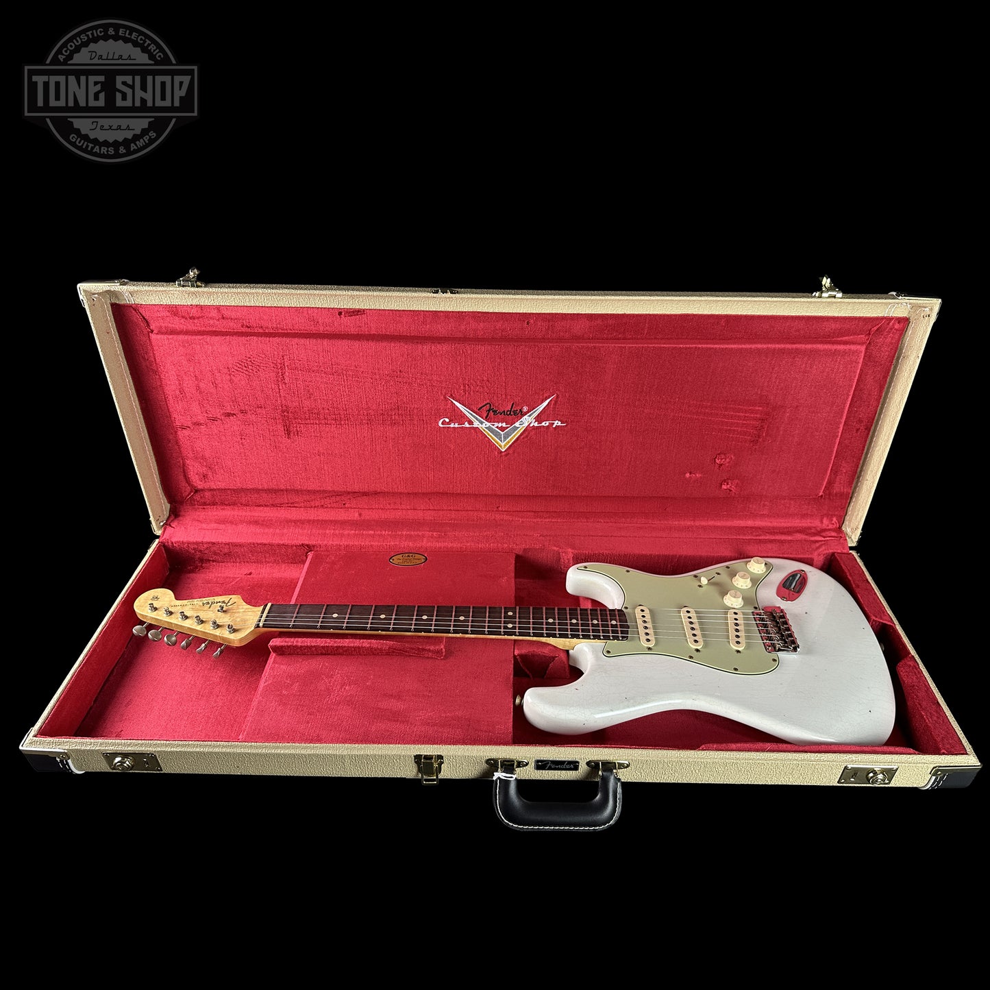 Fender Custom Shop 1963 Stratocaster Journeyman Relic Olympic White AAA Maple Neck in case.