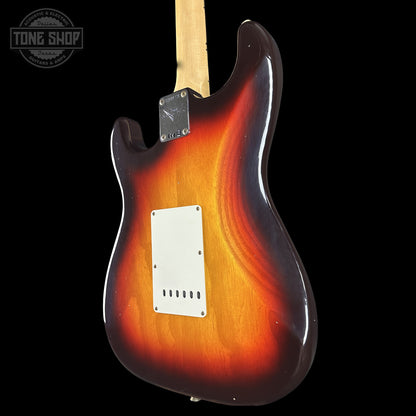 Back right angle of Fender Custom Shop 1969 Stratocaster Journeyman Relic Chocolate 3 Tone Sunburst CZ588710 body.
