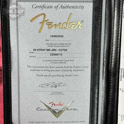 Certificate of Authenticity for Fender Custom Shop 1969 Stratocaster Journeyman Relic Chocolate 3 Tone Sunburst CZ588710.