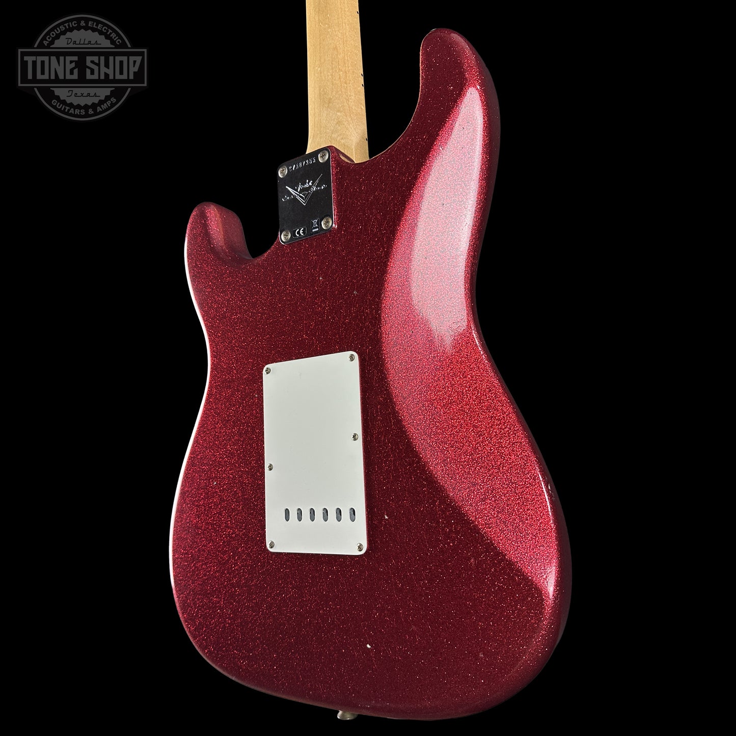 Back right angle of Fender Custom Shop 1969 Stratocaster Journeyman Relic RDSP body.