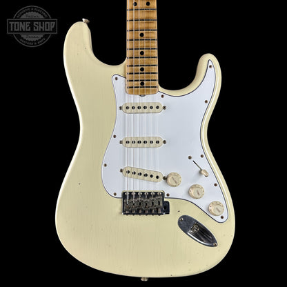 Front of Fender Custom Shop 1969 Stratocaster Journeyman Relic Vintage White CZ588694.
