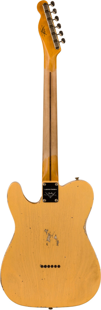 Back of Fender Custom Shop 2023 Collection Ltd Nocaster Thinline Relic Aged Nocaster Blonde.