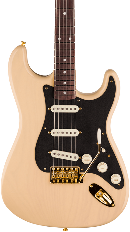 Front of Fender Custom Shop American Custom Strat RW NOS Vintage Blonde.