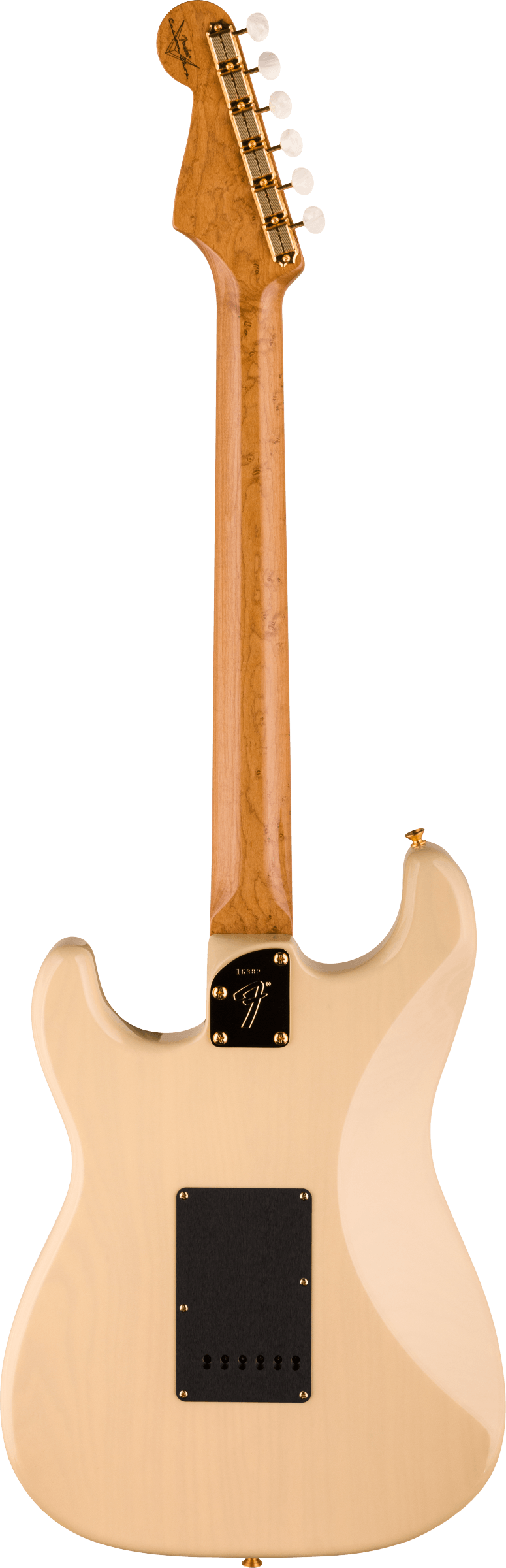 Back of Fender Custom Shop American Custom Strat RW NOS Vintage Blonde.