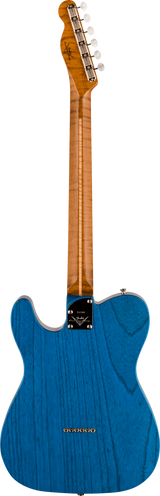 Back of Fender Custom Shop American Custom Tele MN NOS Sapphire Blue Transparent.